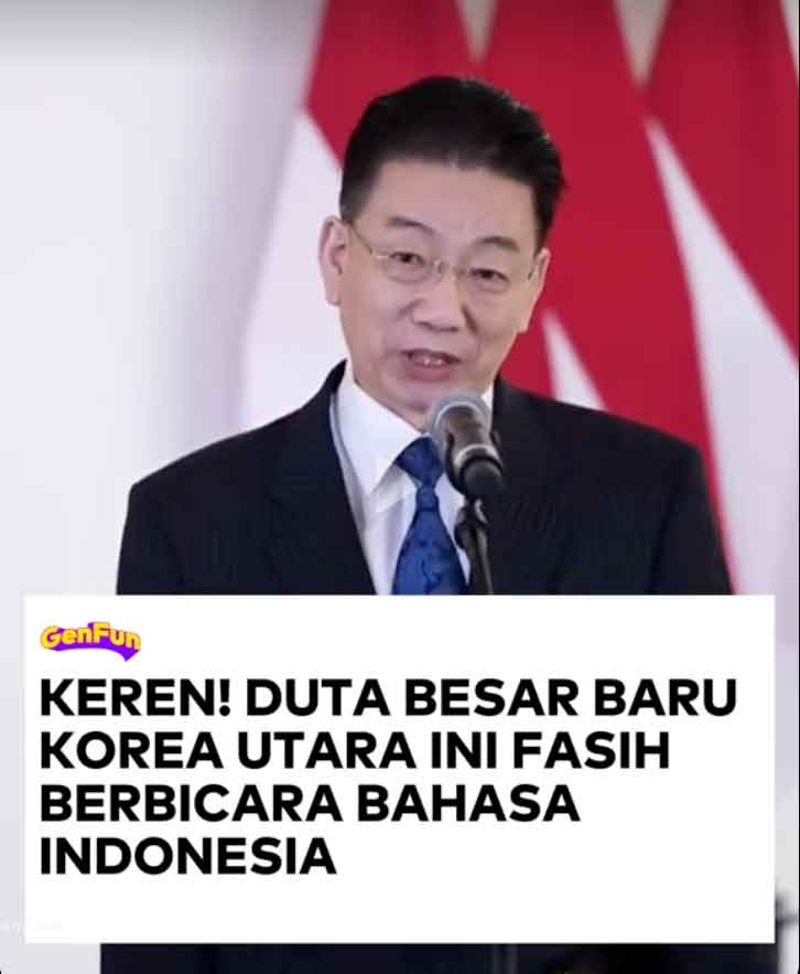 Duta Besar baru Korea Utara untuk Indonesia, Hong Kwang Il, langsung mencuri perhatian lewat untaian kata dalam bahasa Indonesia